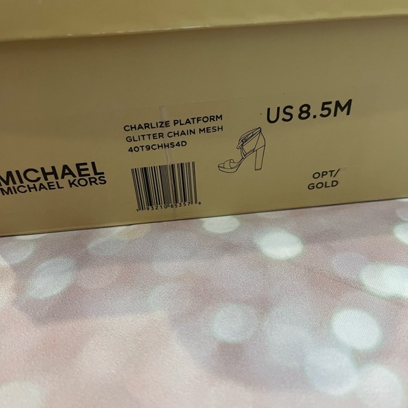 Michael Kors Charlize Platform Glitter Chain Mesh Sandle Shoes - Picture 5 of 6
